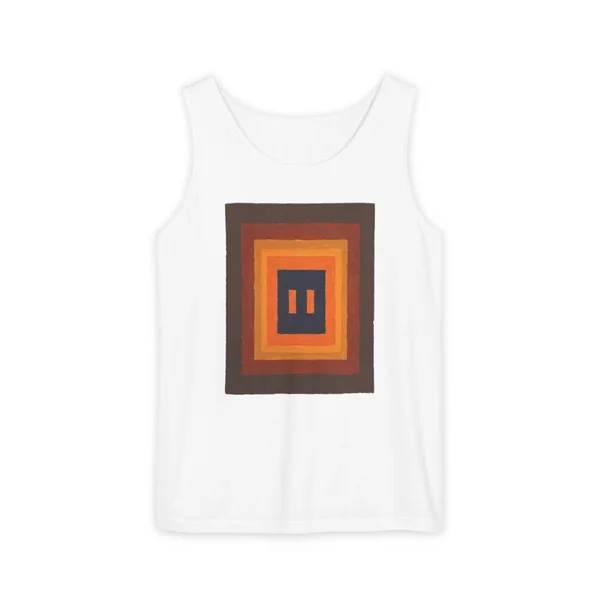 nested squares, brown, orange, navy, White front view