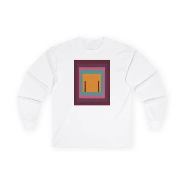 nested squares, burgundy, hot pink, gold, White front view