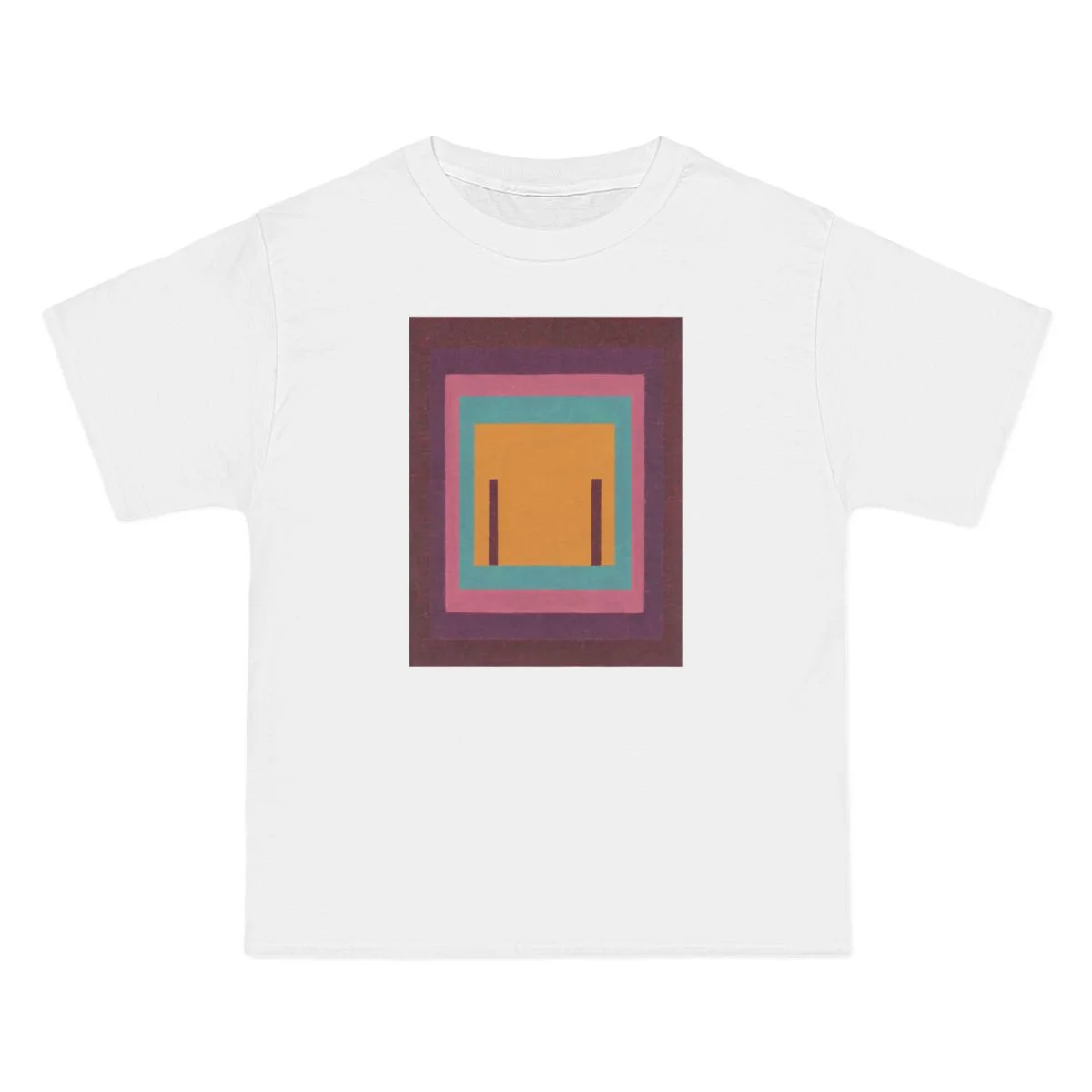 nested squares, burgundy, hot pink, gold, White front view