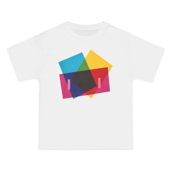 cyan triangle, yellow, red polygons on black