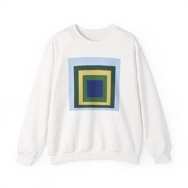 nested squares, green, yellow, navy, White front view