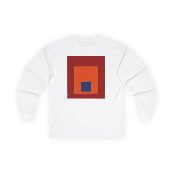 nested squares, red, orange, dark blue, White front view