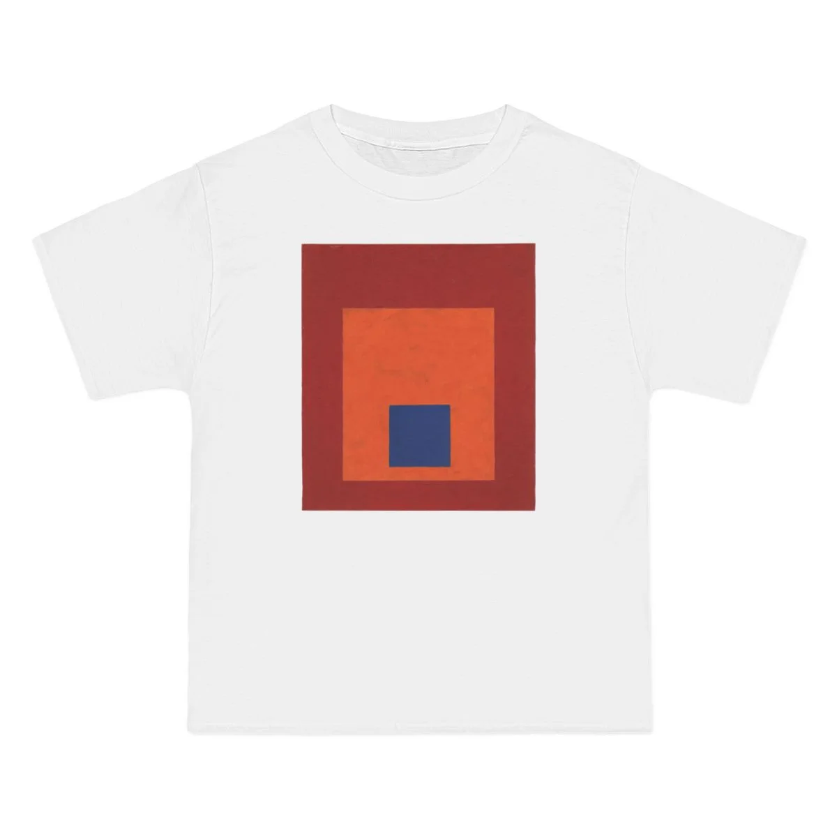 nested squares, red, orange, dark blue, White front view
