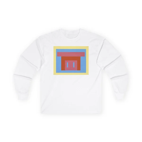 nested squares, cream, blue, orange on yellow, White front view