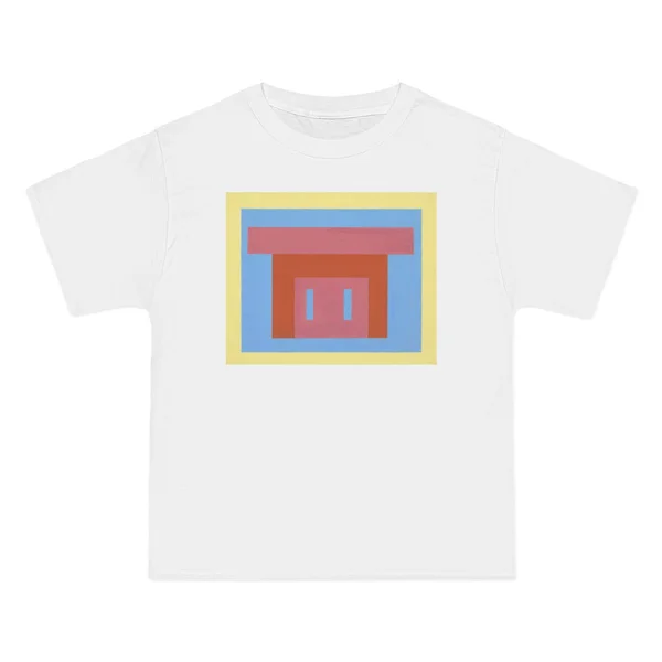 nested squares, cream, blue, orange on yellow