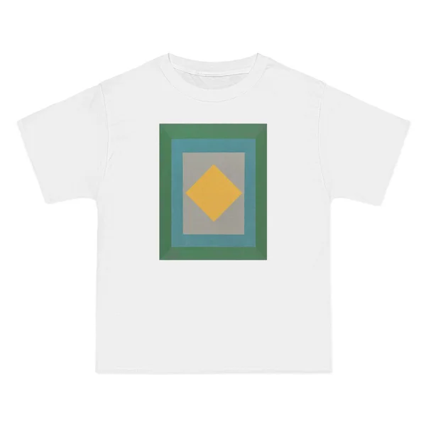 nested squares, teal, gray, golden yellow