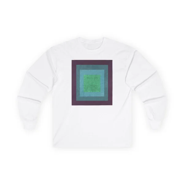 nested squares, purple, teal, green with gradient, White front view