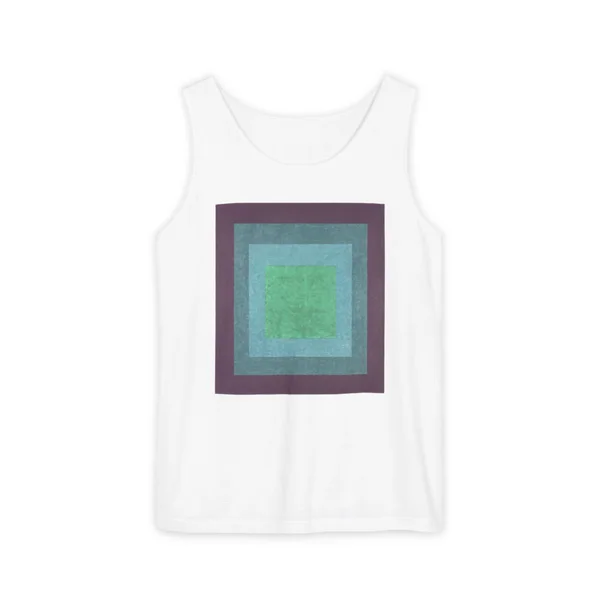 nested squares, purple, teal, green with gradient, White front view