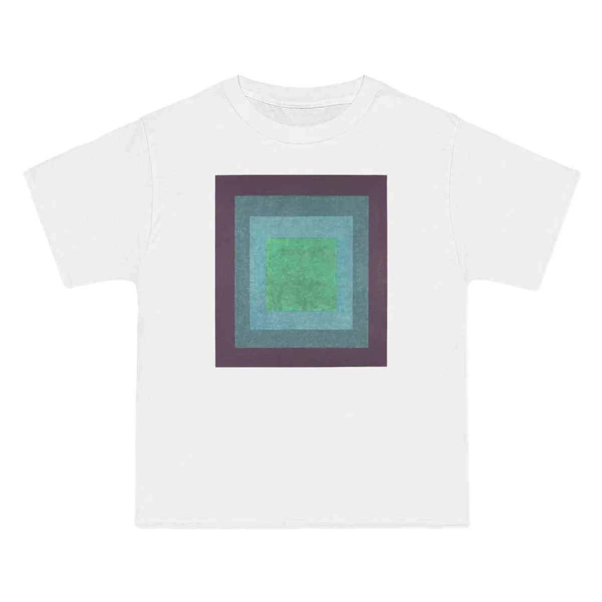 nested squares, purple, teal, green with gradient, White front view