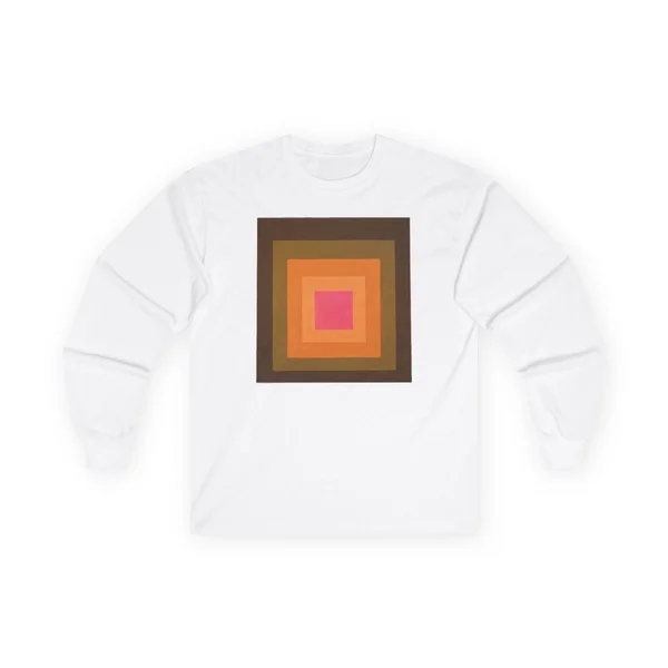 nested squares, brown, orange, pale pink, White front view