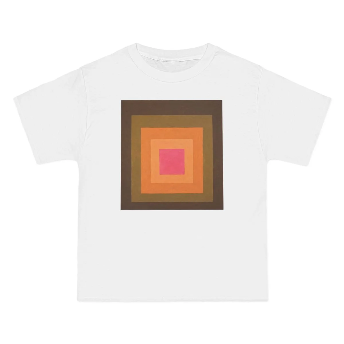 nested squares, brown, orange, pale pink, White front view