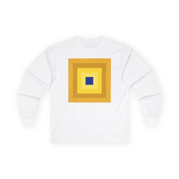 nested squares, yellow, gold, navy, White front view