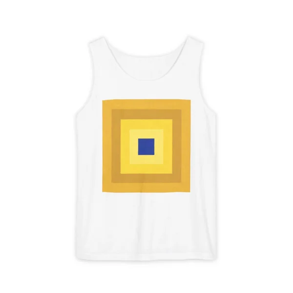 nested squares, yellow, gold, navy, White front view