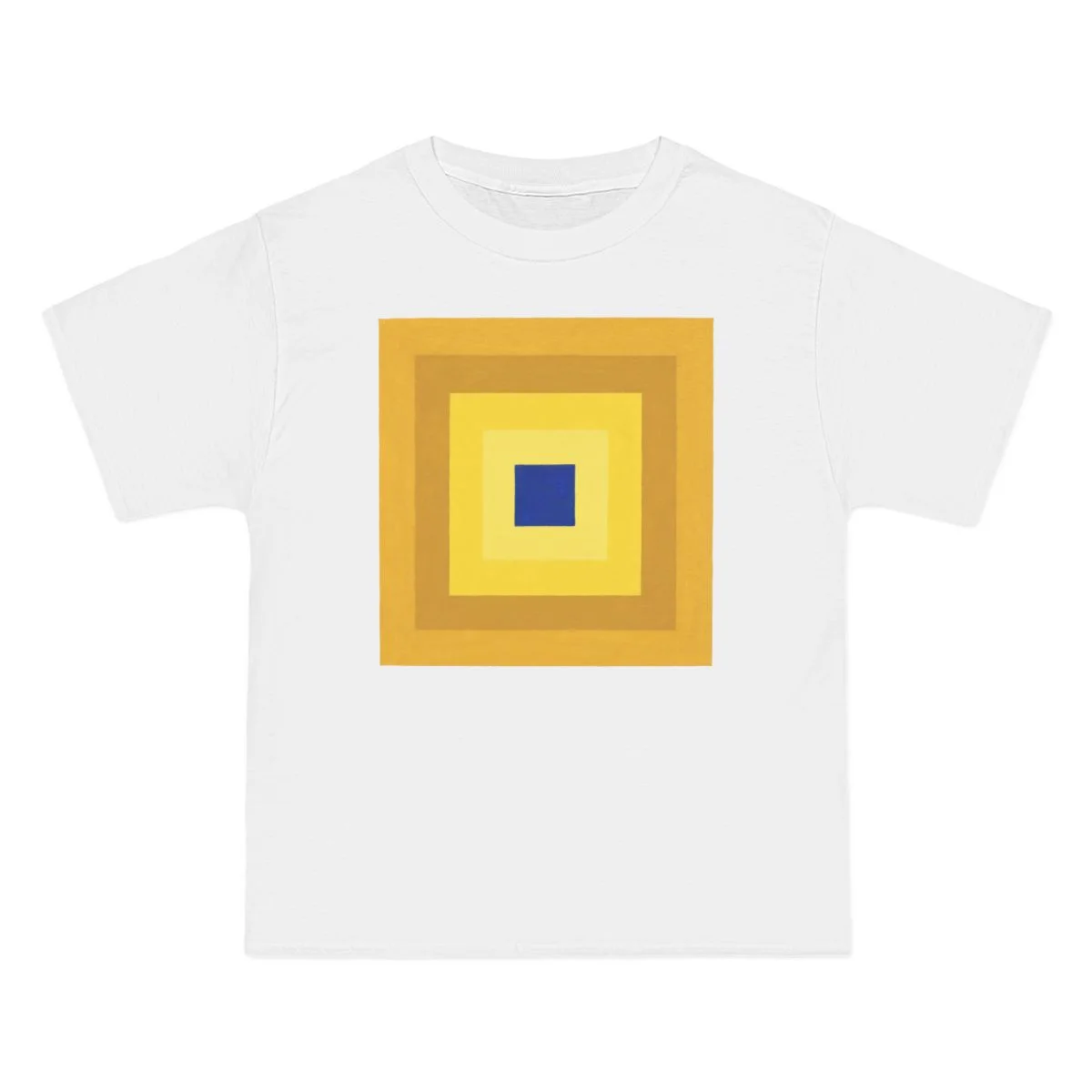 nested squares, yellow, gold, navy, White front view