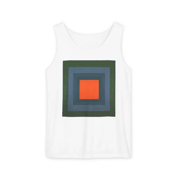 nested squares, green, teal, orange, White front view