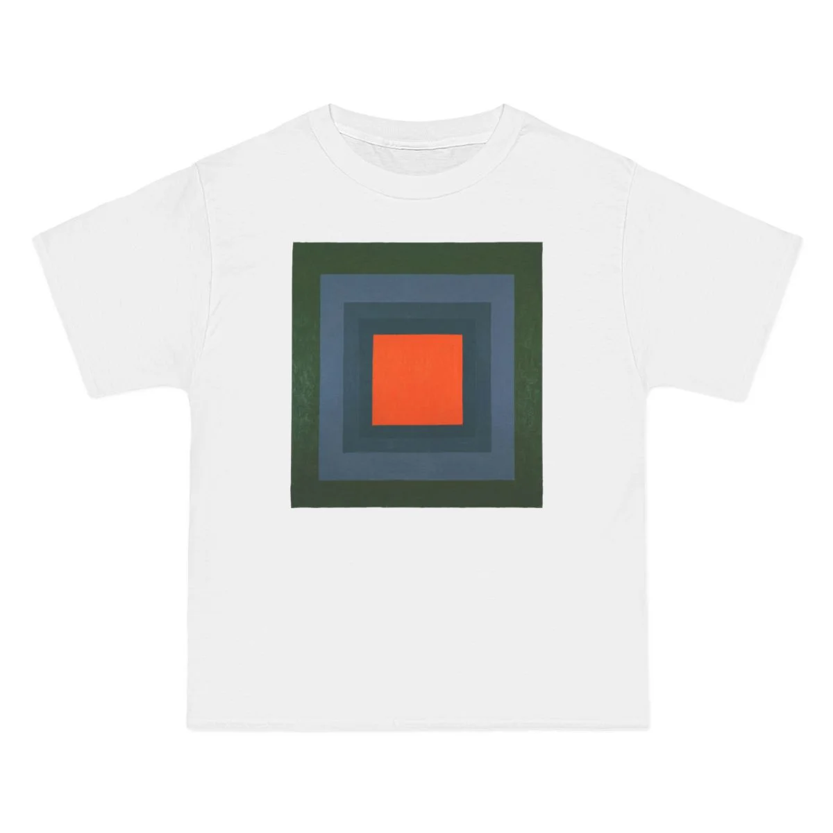 nested squares, green, teal, orange, White front view