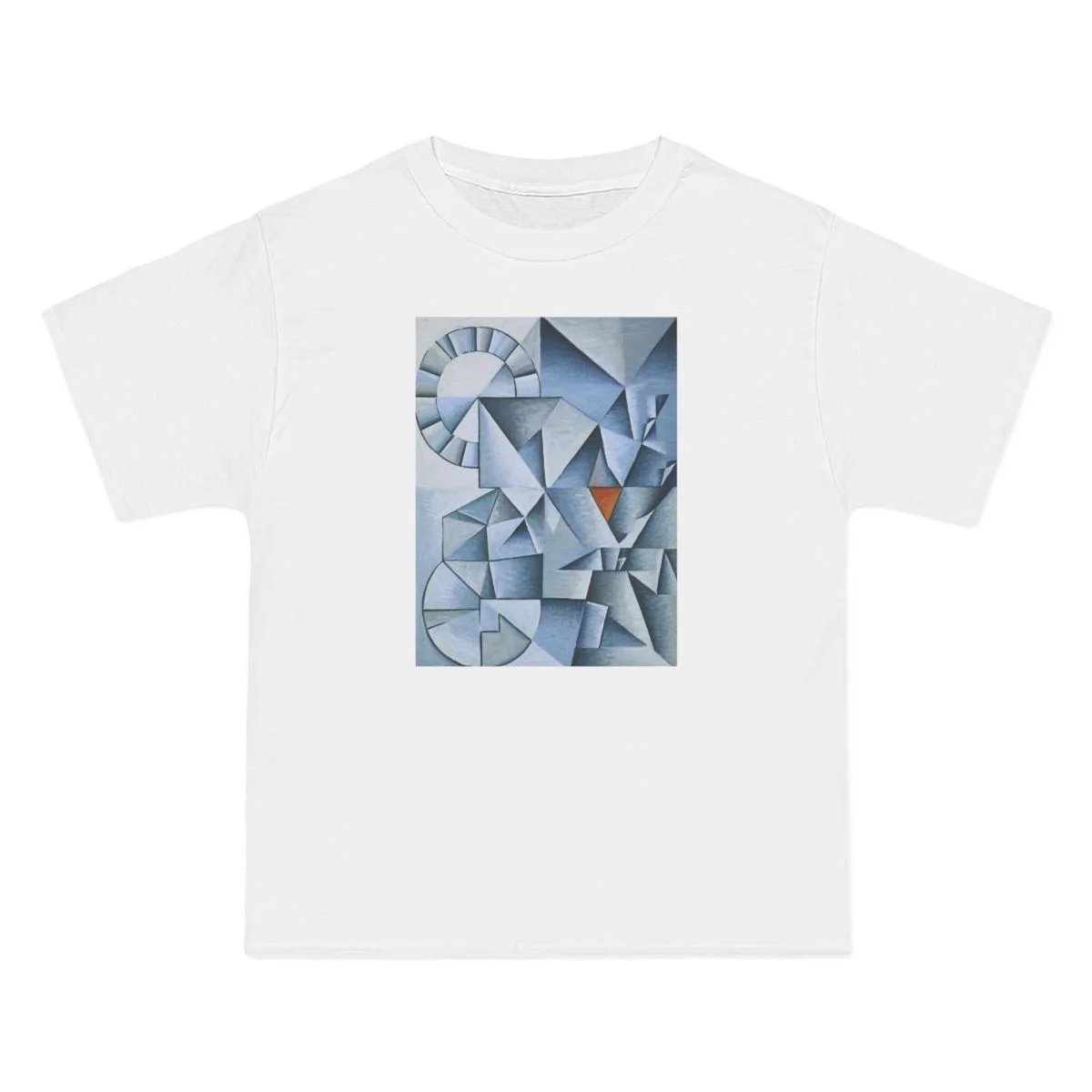 chevron and triangular pattern, blue and white, White front view