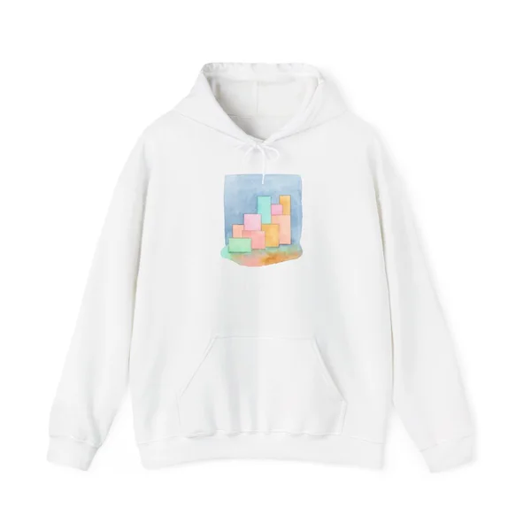 pastel rectangles, pink, yellow, green, lavender, White front view