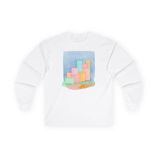 pastel rectangles, pink, yellow, green, lavender, White front view