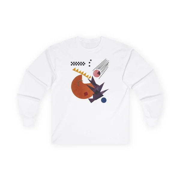 orange shapes and lines on black, blue accent, White front view