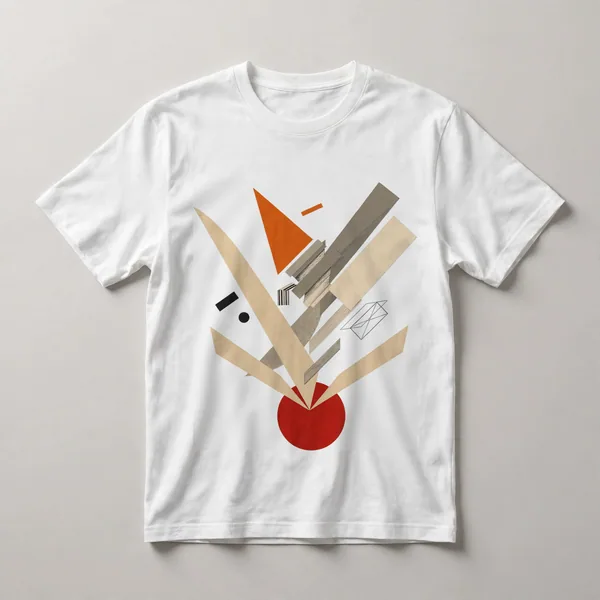 orange, cream angular shapes on black
