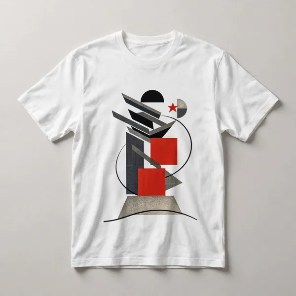 red shapes, white curved lines on black