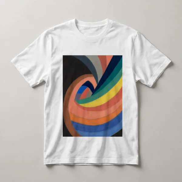 orange, blue, teal curved bands