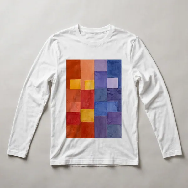 color blocks, red, orange, yellow, purple, White front view