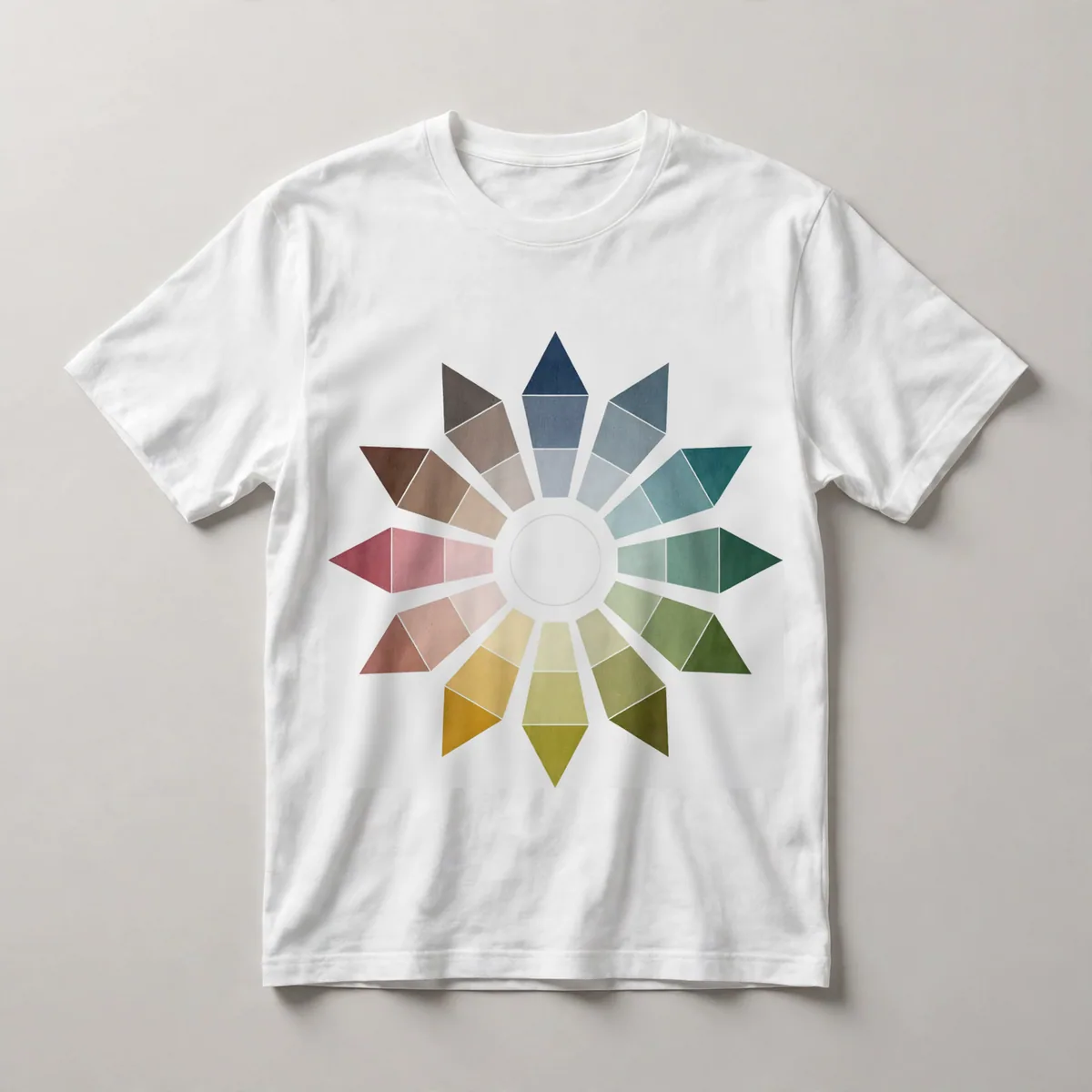 flower petals, radial arrangement, multi-color, White front view