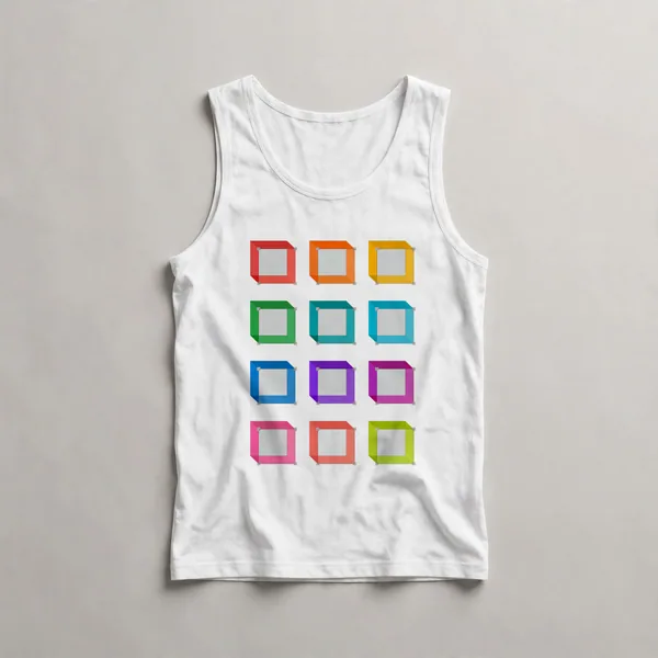 grid of colored squares and rectangles, White front view
