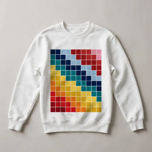 gradient squares, blue to red color transition, White front view