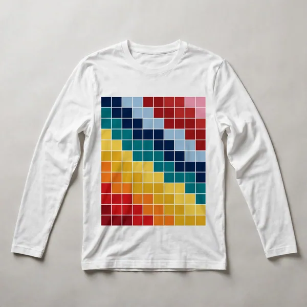 gradient squares, blue to red color transition, White front view