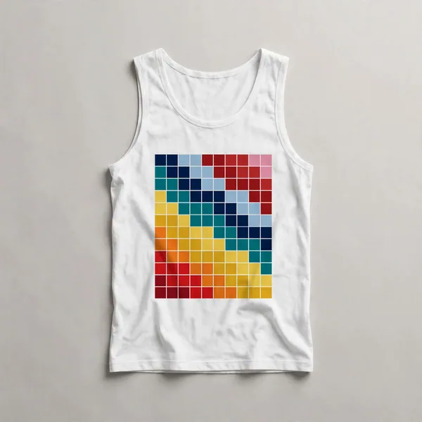 gradient squares, blue to red color transition, White front view