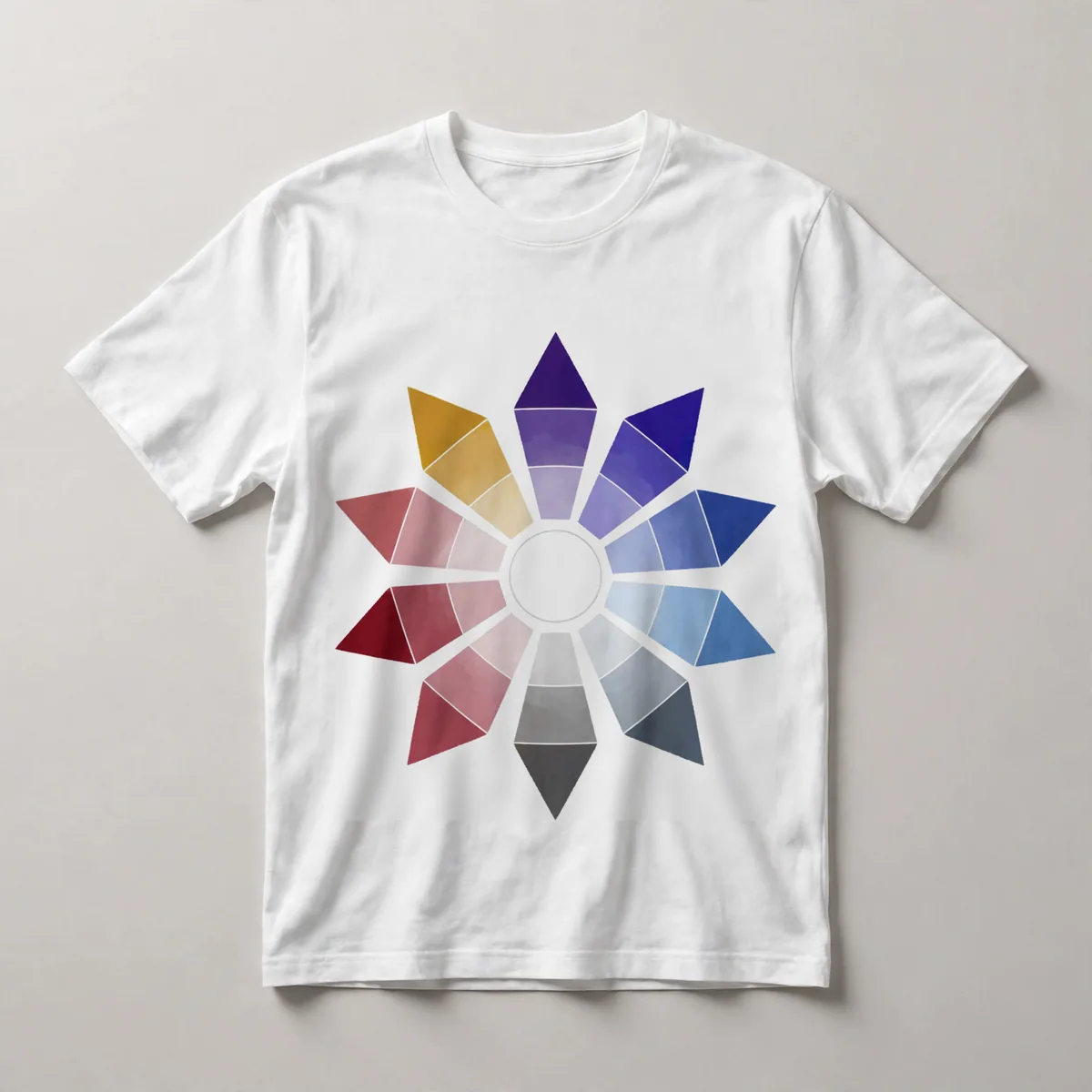 flower petals, purple and pink, radial, White front view