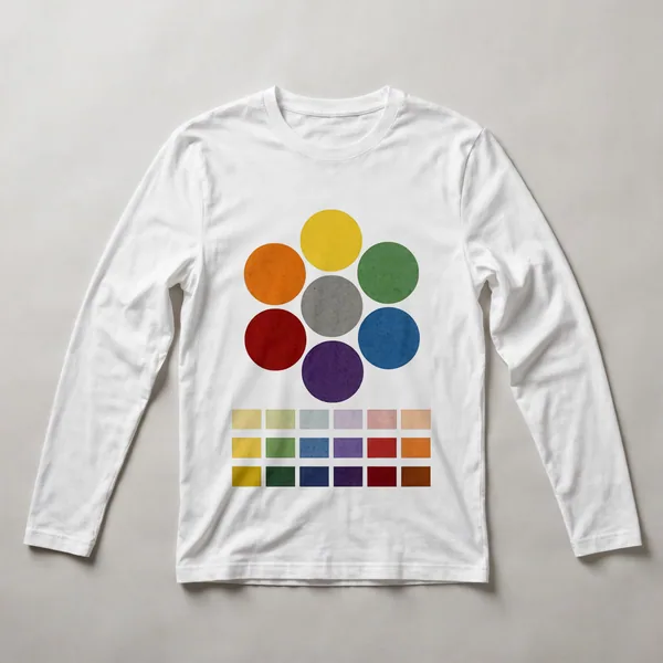circles arranged in grid, multi-color on black, White front view