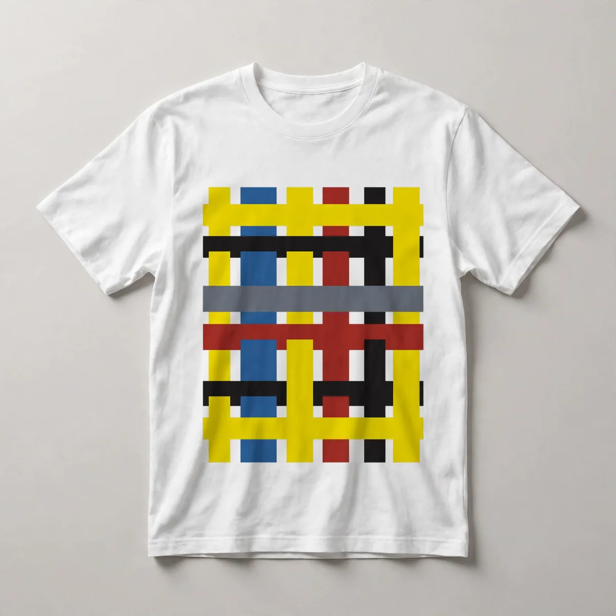 yellow cross and blocks on dark blue, White front view