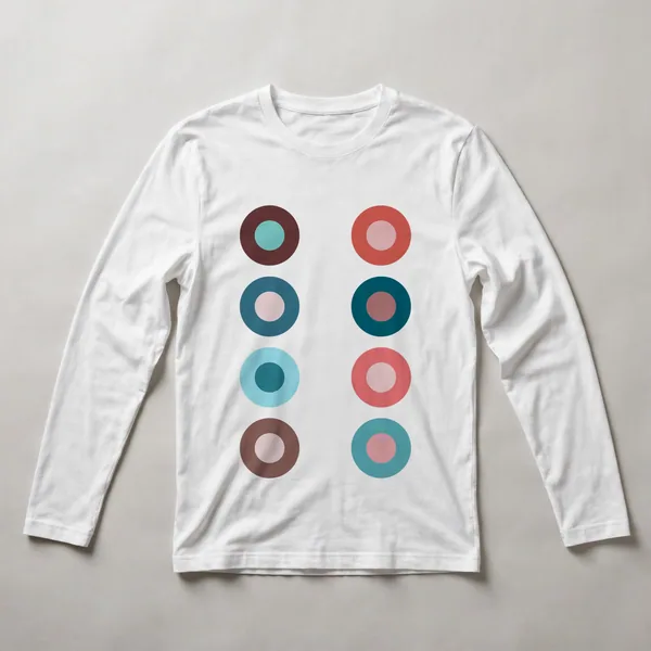 grid of circles, cyan, pink, brown, White front view