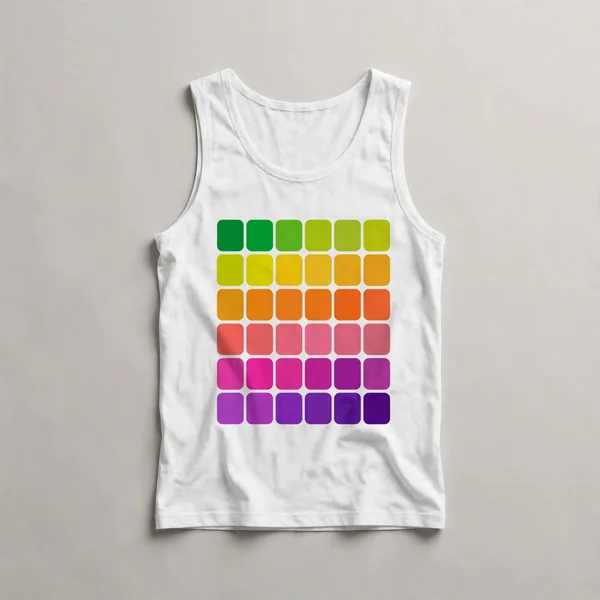 checkerboard pattern, green, yellow, orange, White front view