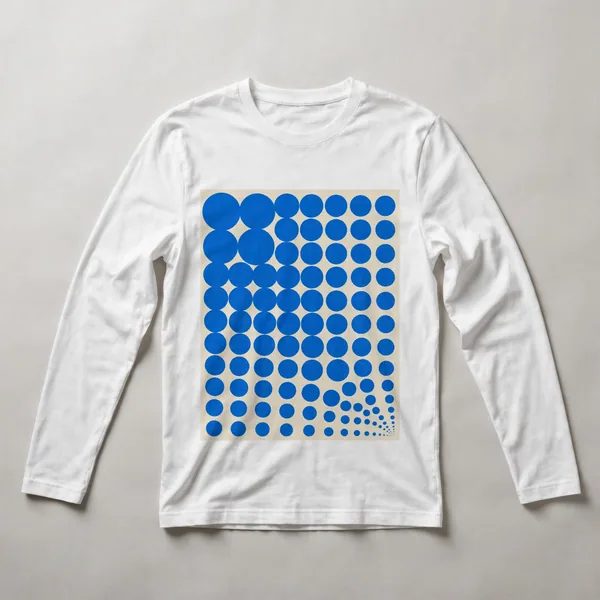 grid of blue circles on white, White front view