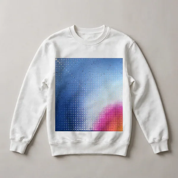 blue dot pattern, pointillist, White front view