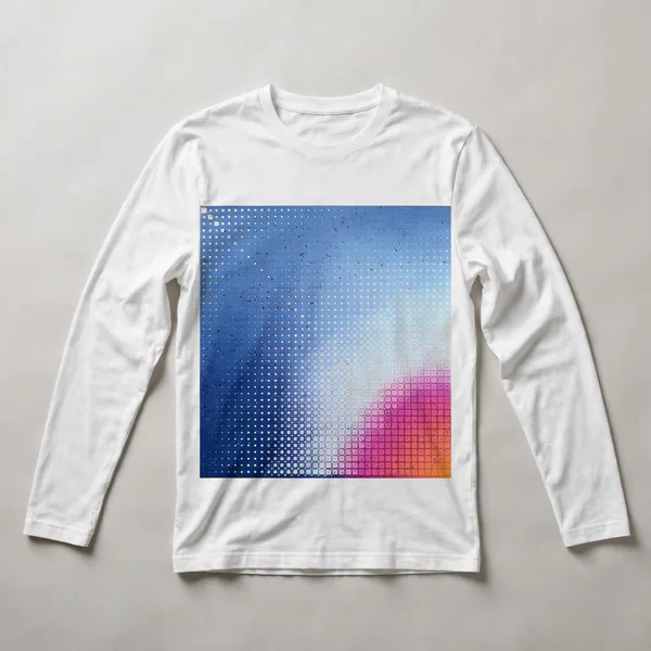 blue dot pattern, pointillist, White front view