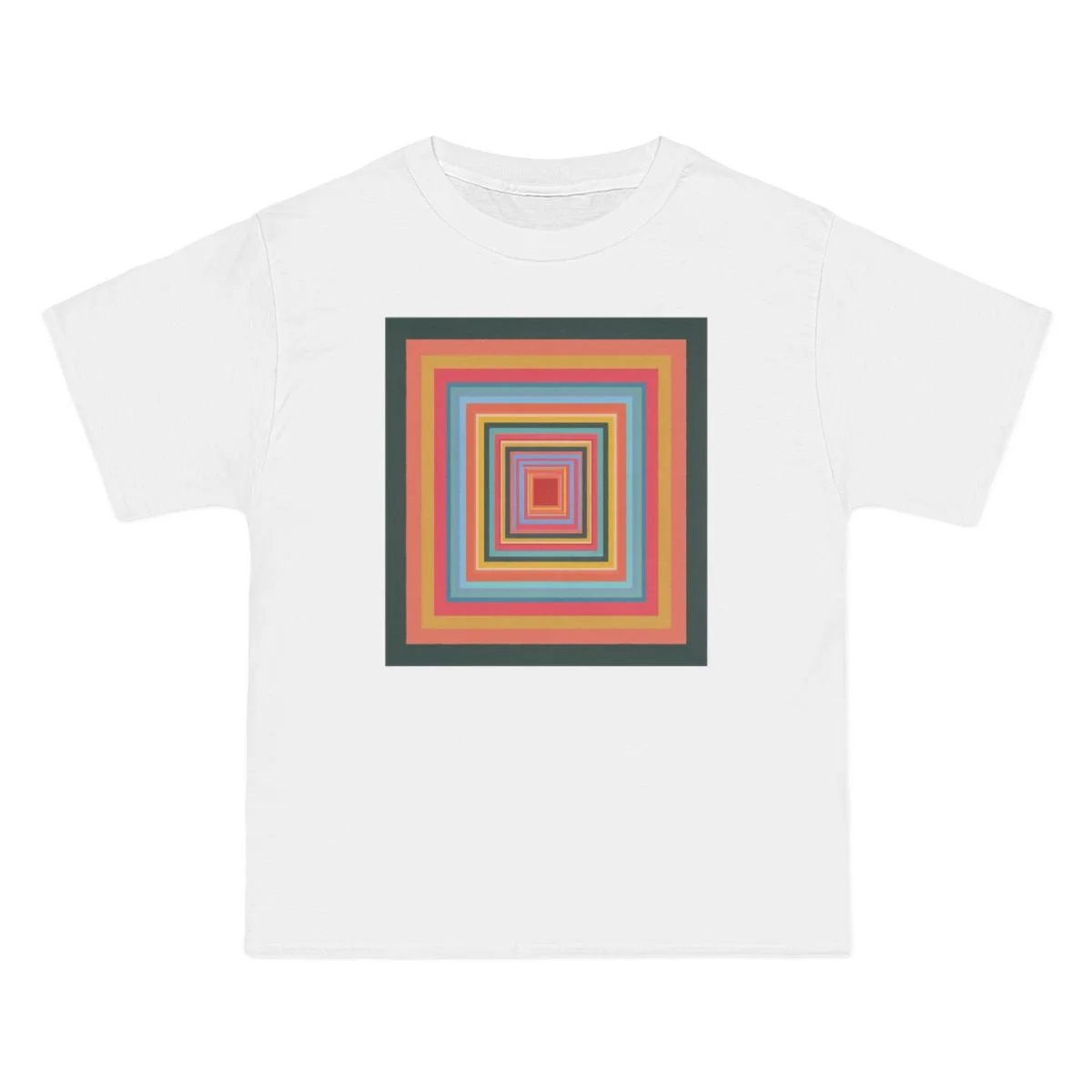 nested squares, rainbow colors, White front view