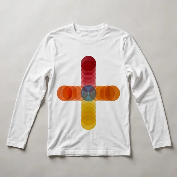 orange circles and shapes on black, White front view