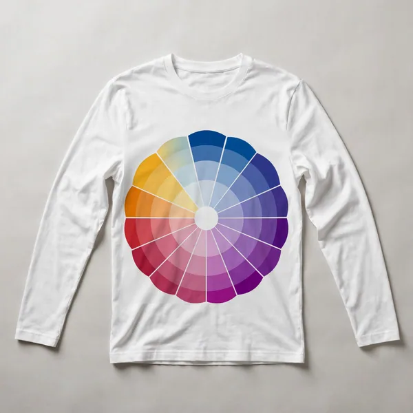 color wheel, blue, purple, pink, yellow, White front view