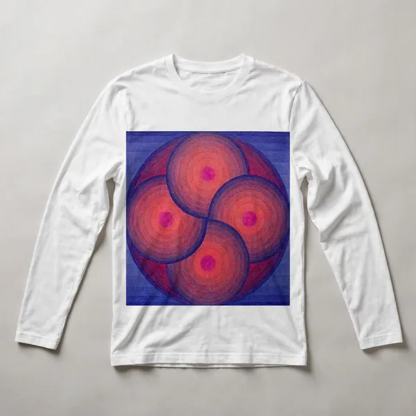 overlapping circles, magenta, pink, White front view