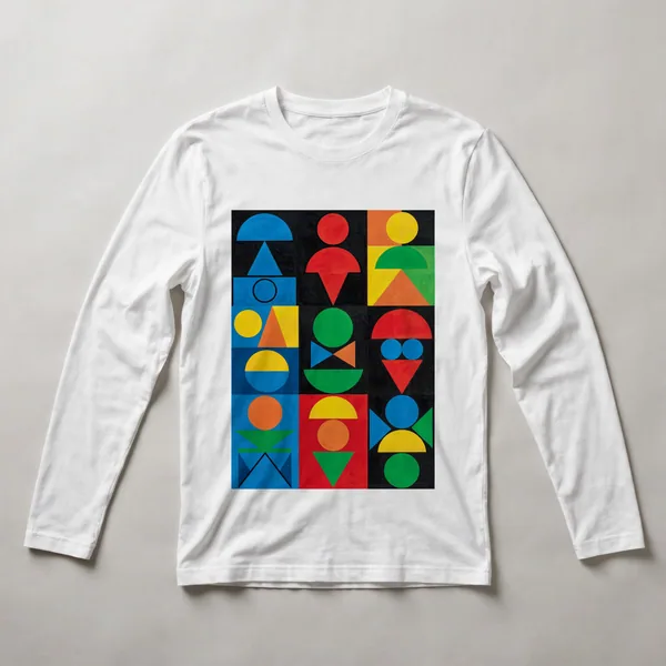 color blocks in grid, blue, orange, yellow, green, White front view