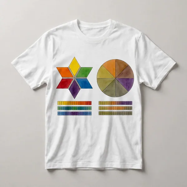 radial star pattern, multi-colored triangles