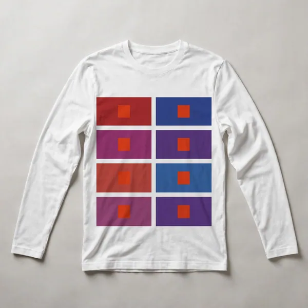 color wheel circles, red, pink, blue, purple, White front view