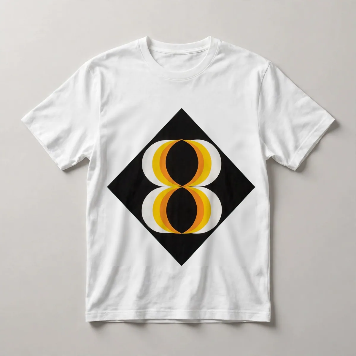 yellow and black circles, kinetic pattern, White front view