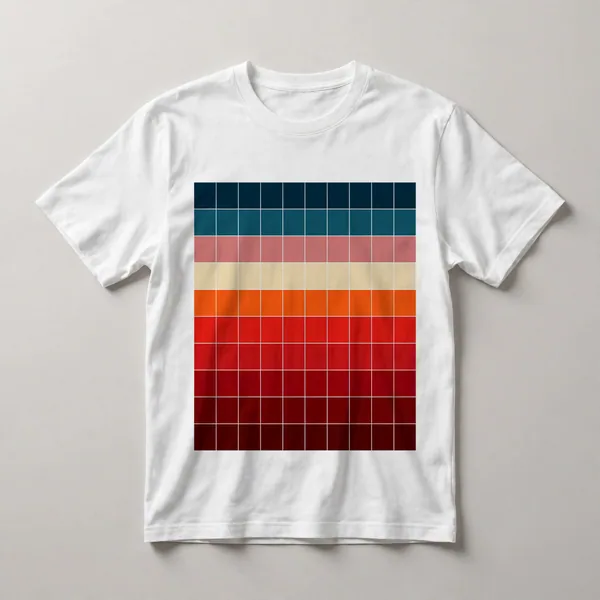 grid pattern, teal, pink, red, orange, yellow